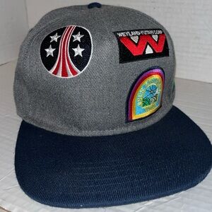 Gray and Blue Cap with Patches